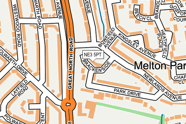 NE3 5PT map - OS OpenMap – Local (Ordnance Survey)