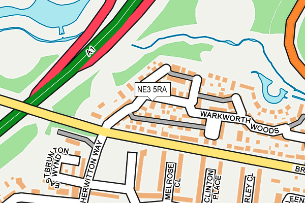 NE3 5RA map - OS OpenMap – Local (Ordnance Survey)