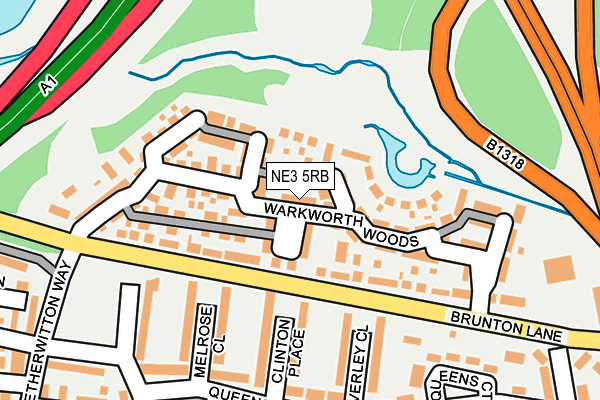 NE3 5RB map - OS OpenMap – Local (Ordnance Survey)