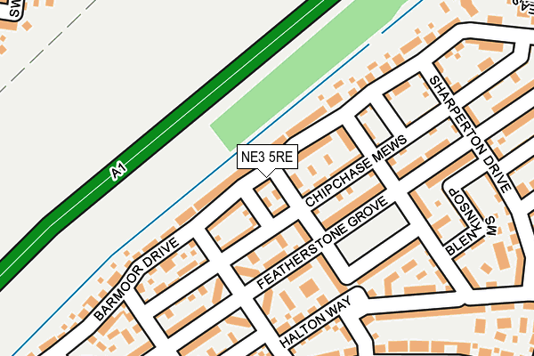 NE3 5RE map - OS OpenMap – Local (Ordnance Survey)