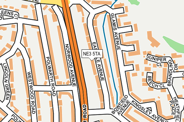 NE3 5TA map - OS OpenMap – Local (Ordnance Survey)