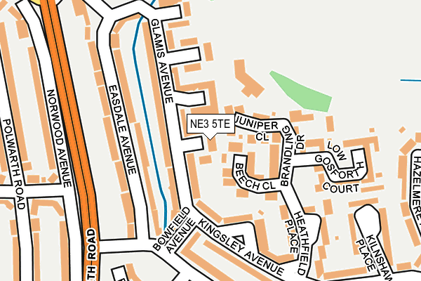 NE3 5TE map - OS OpenMap – Local (Ordnance Survey)