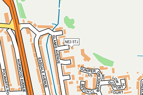 NE3 5TJ map - OS OpenMap – Local (Ordnance Survey)