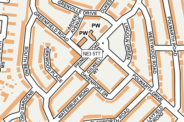 NE3 5TT map - OS OpenMap – Local (Ordnance Survey)