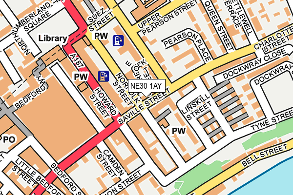 NE30 1AY map - OS OpenMap – Local (Ordnance Survey)