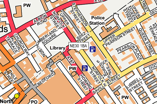 NE30 1BA map - OS OpenMap – Local (Ordnance Survey)