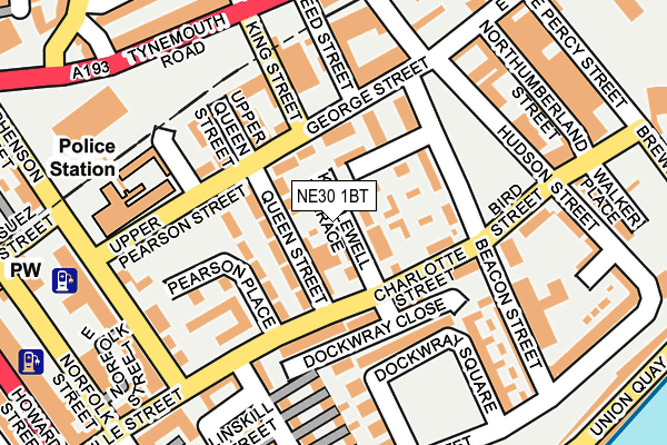 NE30 1BT map - OS OpenMap – Local (Ordnance Survey)