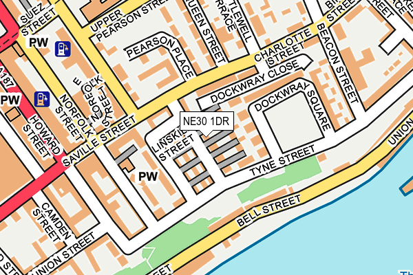 NE30 1DR map - OS OpenMap – Local (Ordnance Survey)