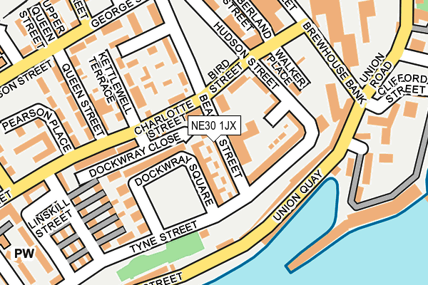 NE30 1JX map - OS OpenMap – Local (Ordnance Survey)