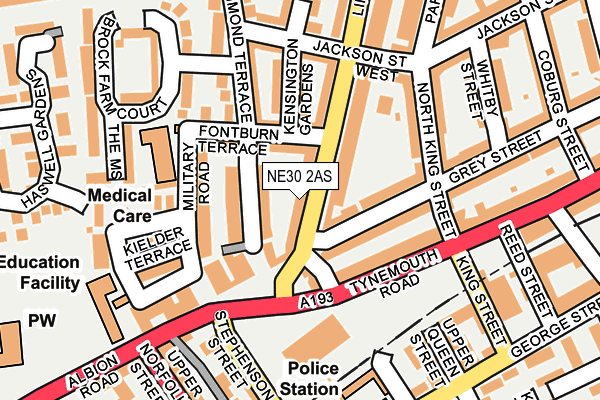 NE30 2AS map - OS OpenMap – Local (Ordnance Survey)