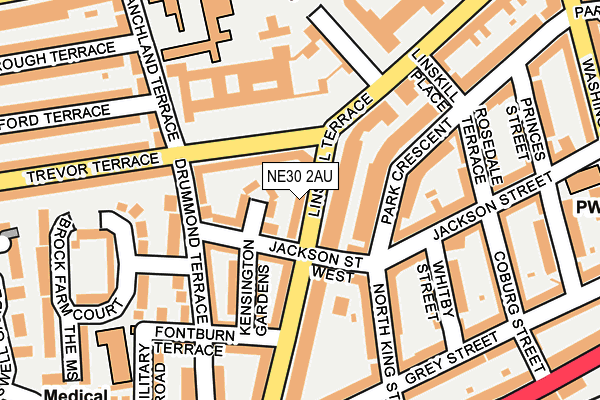 NE30 2AU map - OS OpenMap – Local (Ordnance Survey)