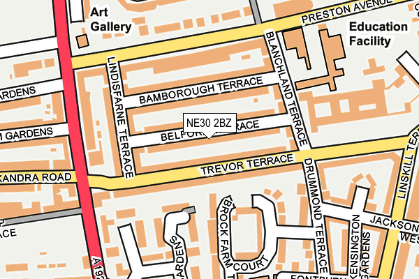 NE30 2BZ map - OS OpenMap – Local (Ordnance Survey)