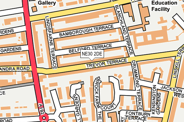 NE30 2DE map - OS OpenMap – Local (Ordnance Survey)