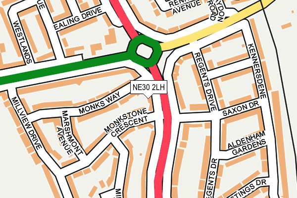 NE30 2LH map - OS OpenMap – Local (Ordnance Survey)