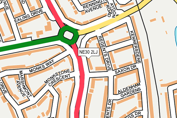 NE30 2LJ map - OS OpenMap – Local (Ordnance Survey)