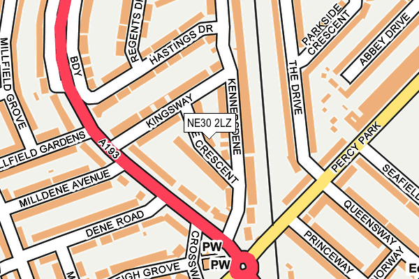 NE30 2LZ map - OS OpenMap – Local (Ordnance Survey)