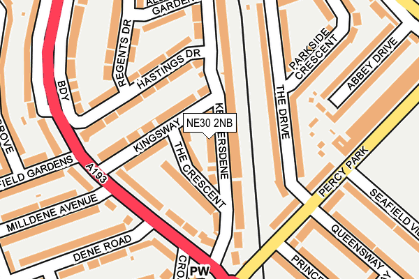 NE30 2NB map - OS OpenMap – Local (Ordnance Survey)