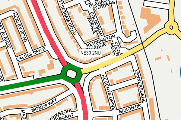 NE30 2NU map - OS OpenMap – Local (Ordnance Survey)
