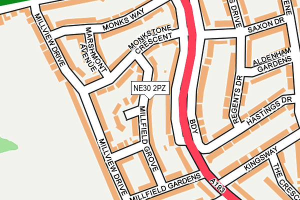 NE30 2PZ map - OS OpenMap – Local (Ordnance Survey)