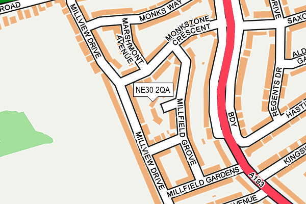NE30 2QA map - OS OpenMap – Local (Ordnance Survey)