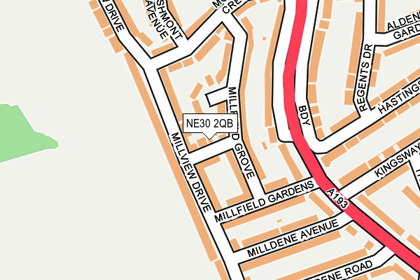 NE30 2QB map - OS OpenMap – Local (Ordnance Survey)