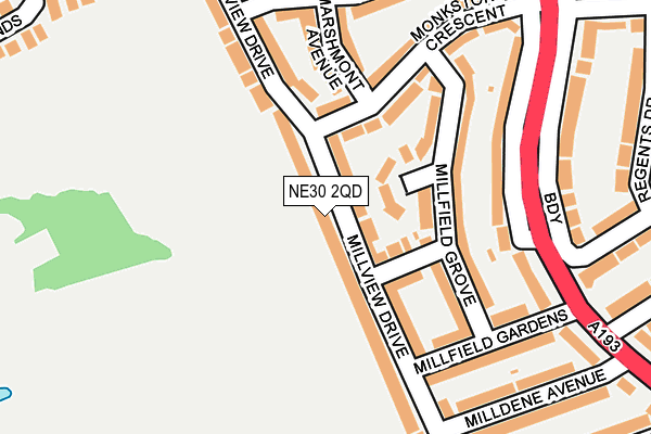 NE30 2QD map - OS OpenMap – Local (Ordnance Survey)