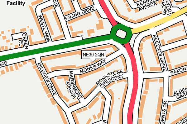 NE30 2QN map - OS OpenMap – Local (Ordnance Survey)