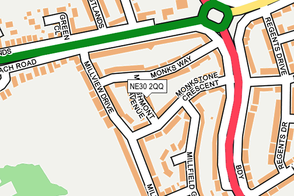 NE30 2QQ map - OS OpenMap – Local (Ordnance Survey)