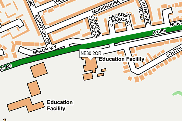 NE30 2QR map - OS OpenMap – Local (Ordnance Survey)