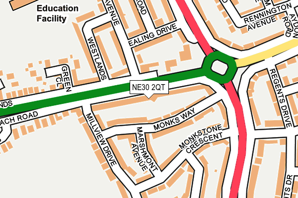 NE30 2QT map - OS OpenMap – Local (Ordnance Survey)