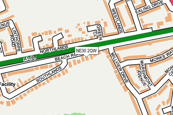 NE30 2QW map - OS OpenMap – Local (Ordnance Survey)
