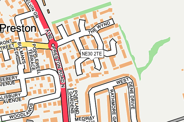 NE30 2TE map - OS OpenMap – Local (Ordnance Survey)