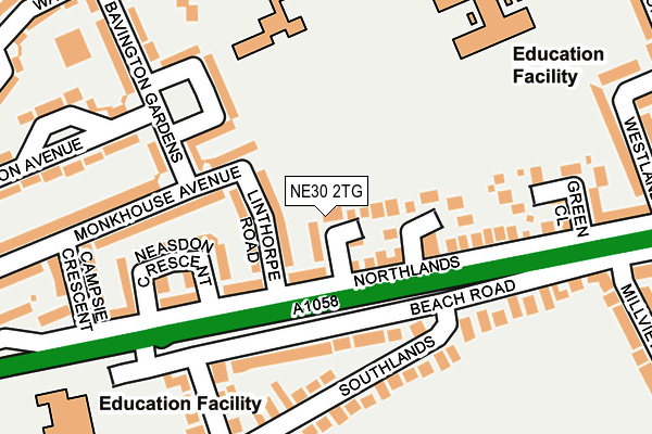 NE30 2TG map - OS OpenMap – Local (Ordnance Survey)