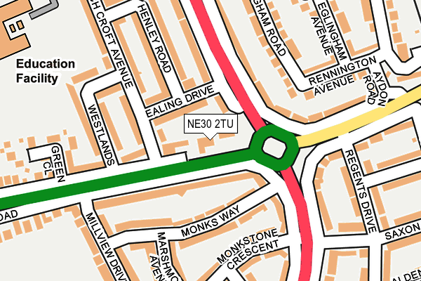 NE30 2TU map - OS OpenMap – Local (Ordnance Survey)
