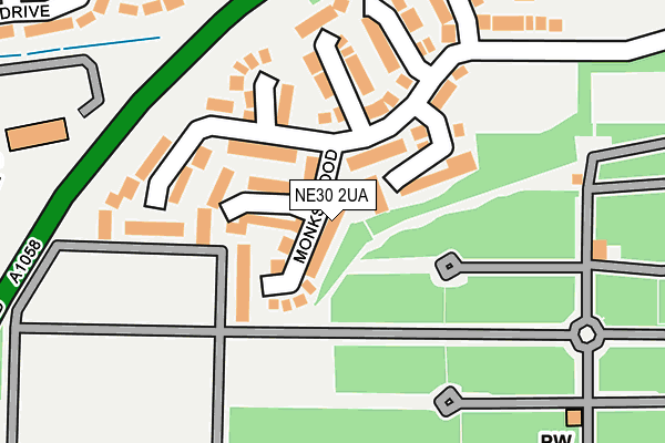 NE30 2UA map - OS OpenMap – Local (Ordnance Survey)