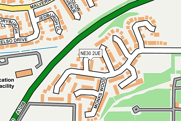 NE30 2UE map - OS OpenMap – Local (Ordnance Survey)