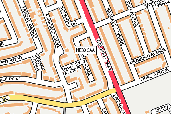 NE30 3AA map - OS OpenMap – Local (Ordnance Survey)
