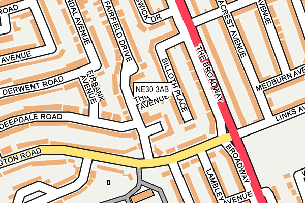 NE30 3AB map - OS OpenMap – Local (Ordnance Survey)