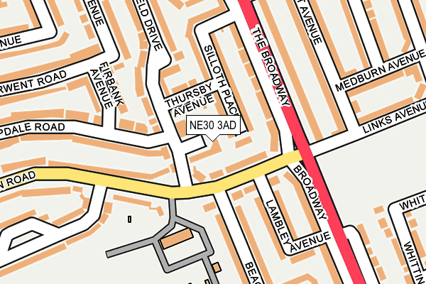 NE30 3AD map - OS OpenMap – Local (Ordnance Survey)