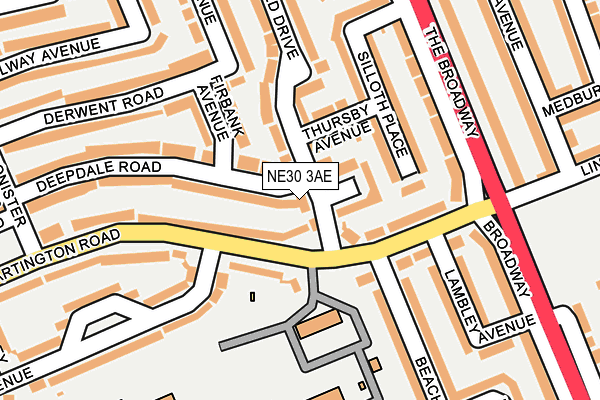 NE30 3AE map - OS OpenMap – Local (Ordnance Survey)