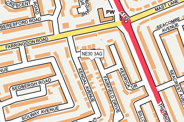 NE30 3AG map - OS OpenMap – Local (Ordnance Survey)