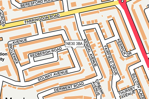 NE30 3BA map - OS OpenMap – Local (Ordnance Survey)