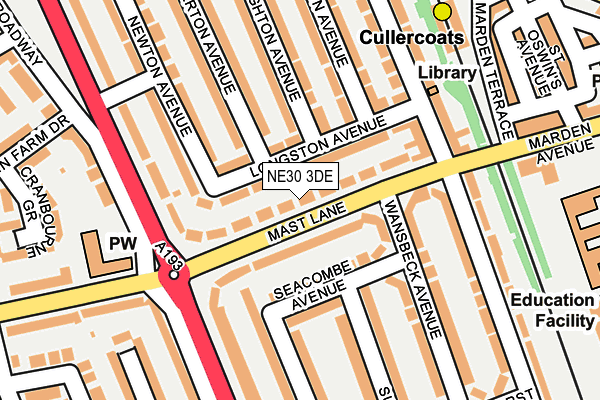 NE30 3DE map - OS OpenMap – Local (Ordnance Survey)
