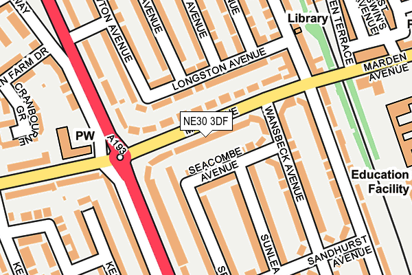 NE30 3DF map - OS OpenMap – Local (Ordnance Survey)