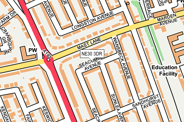 NE30 3DR map - OS OpenMap – Local (Ordnance Survey)