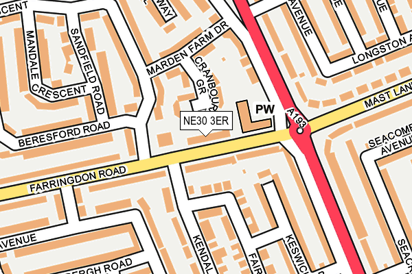 NE30 3ER map - OS OpenMap – Local (Ordnance Survey)