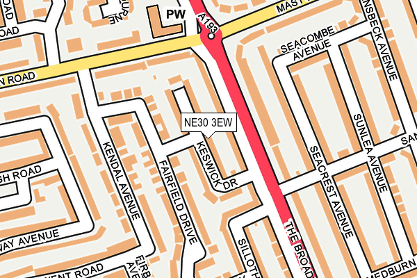 NE30 3EW map - OS OpenMap – Local (Ordnance Survey)