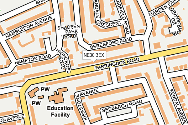 NE30 3EX map - OS OpenMap – Local (Ordnance Survey)