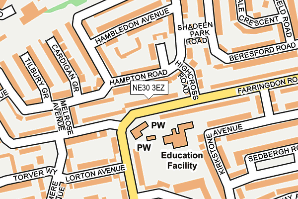 NE30 3EZ map - OS OpenMap – Local (Ordnance Survey)