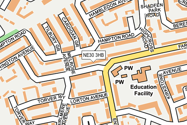 NE30 3HB map - OS OpenMap – Local (Ordnance Survey)